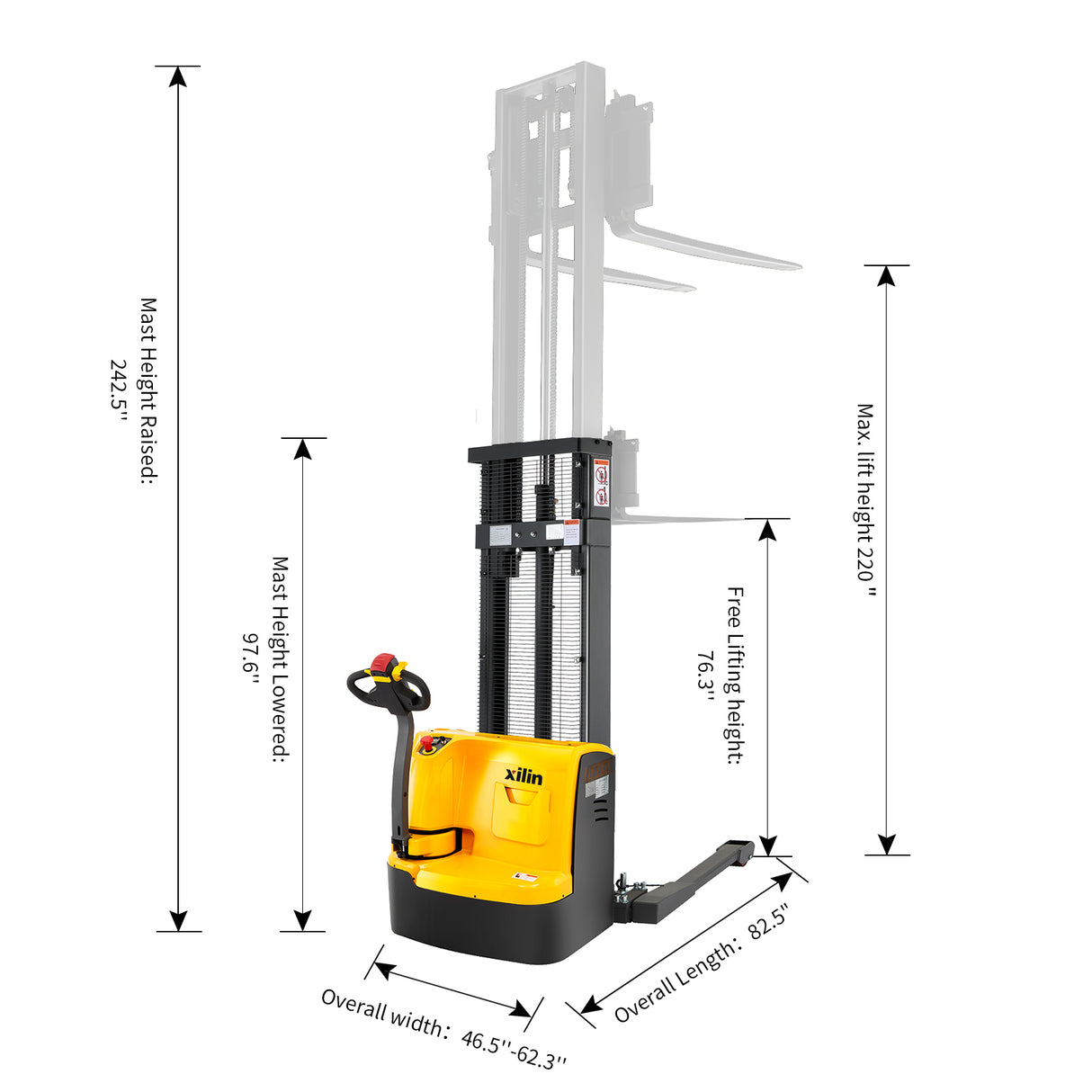 Pre-owned  Full Electric Stacker 3,300lbs, 220", 24V/200Ah Battery | CTDR15-III-220