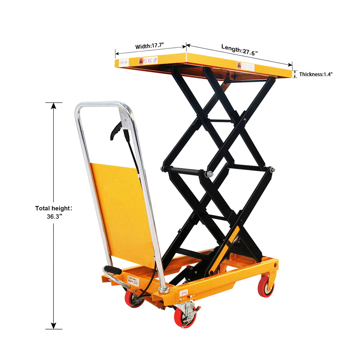 Double Scissor Lift Table 330lbs Cap, 31.4" lifting height SPS150E