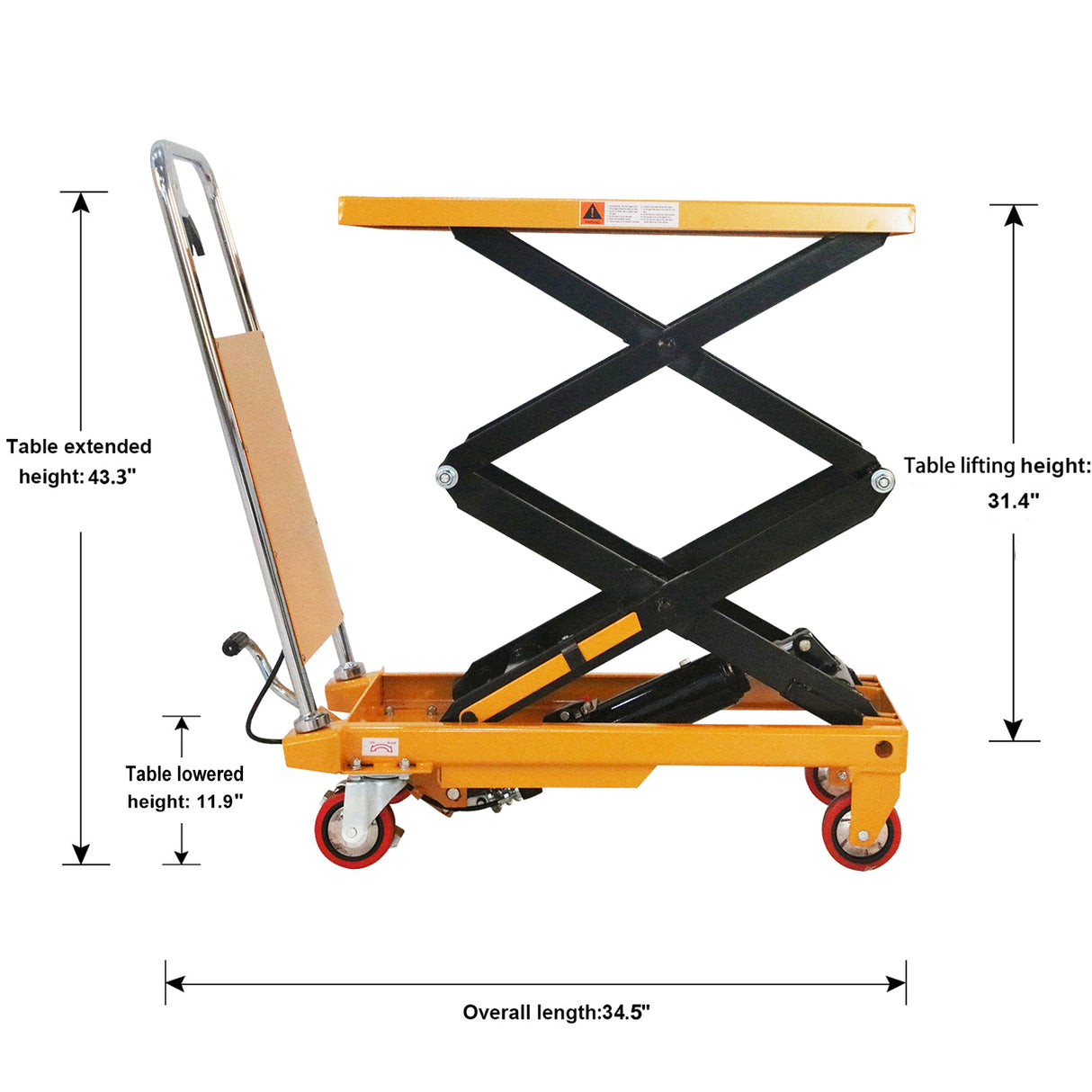Double Scissor Lift Table 330lbs Cap, 31.4" lifting height SPS150E