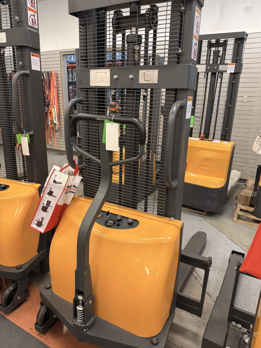 Pre-owned Premium Used CDD10B-III-98–2,200 lb Semi-Electric Stacker, 98" Lift, Fixed Legs & Adjustable Forks-20040382