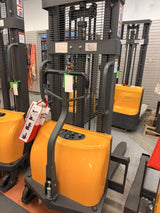 Pre-owned Premium Used CDD10B-III-98–2,200 lb Semi-Electric Stacker, 98" Lift, Fixed Legs & Adjustable Forks-20040382