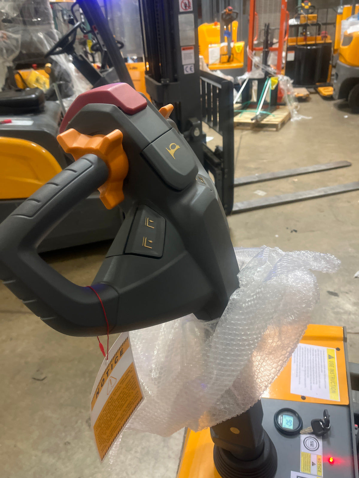 Pre-owned CTD15R-EN-138-3,300 lb Capacity 138" Lift Compact Electric Stacker Adjustable Forks