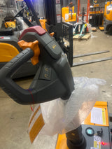 Pre-owned CTD15R-EN-138-3,300 lb Capacity 138" Lift Compact Electric Stacker Adjustable Forks
