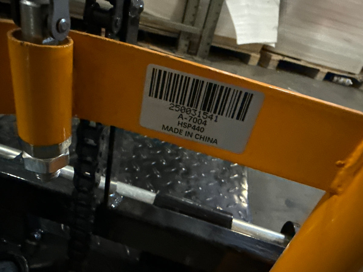 Pre-owned Regular Used HSP440–440lbs Manual Pallet Stacker 440 lbs Capacity 35.8" Lift Fixed Legs-250031541 Only Pick Up
