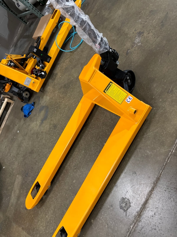 Pre-owned BF-III-2(NYLON) 5,500 lb Hydraulic Pallet Jack – Wide Forks & Nylon Wheels, 48" x 27"