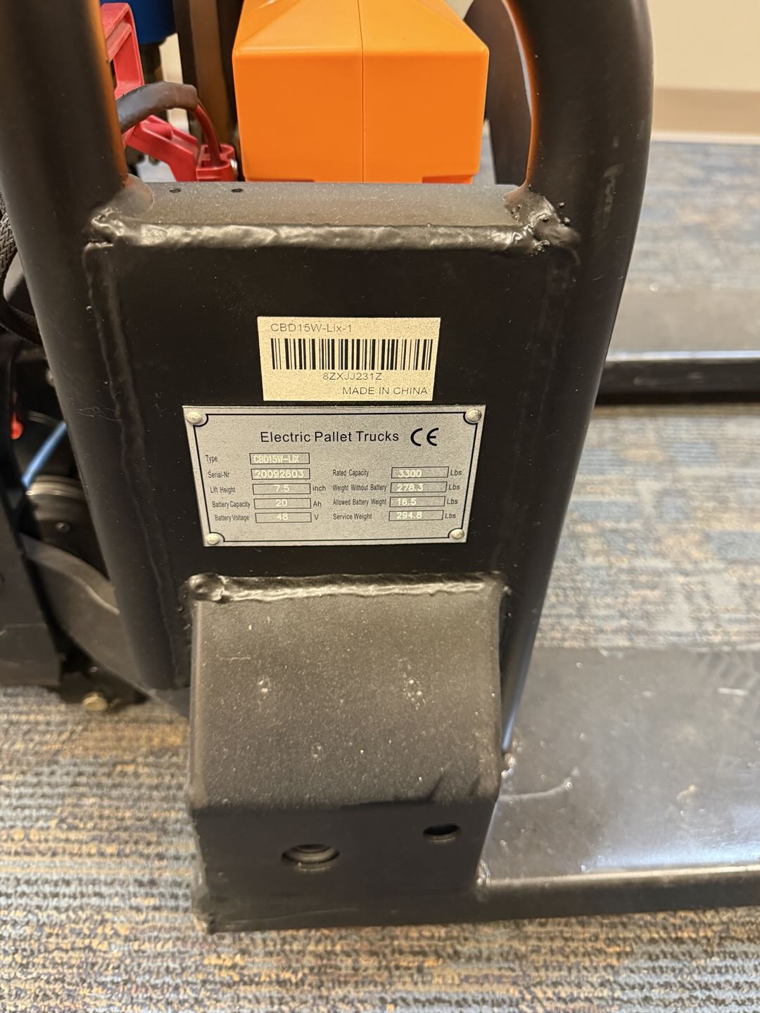 Pre-owned Premium Used CBD15W-Lix-48x27-B 3,300 lb Electric Pallet Jack, Compact Lithium Model, 48"x27" Forks-20092603