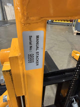 Pre-owned Premium Used SDJAS500–1100lbs Manual Pallet Stacker 1100 lbs Capacity 63" Lift Straddle Legs-98999