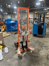 Pre-owned Premium Used SDJA500-O–1100lbs Manual Pallet Stacker 1100 lbs Capacity 63" Lift Fixed Legs-95274057