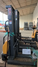 Pre-owned Premium Used CTD10B-III-98–2,200 lb Semi-Electric Stacker, 98" Lift, Straddle Legs & Adjustable Forks-20030091