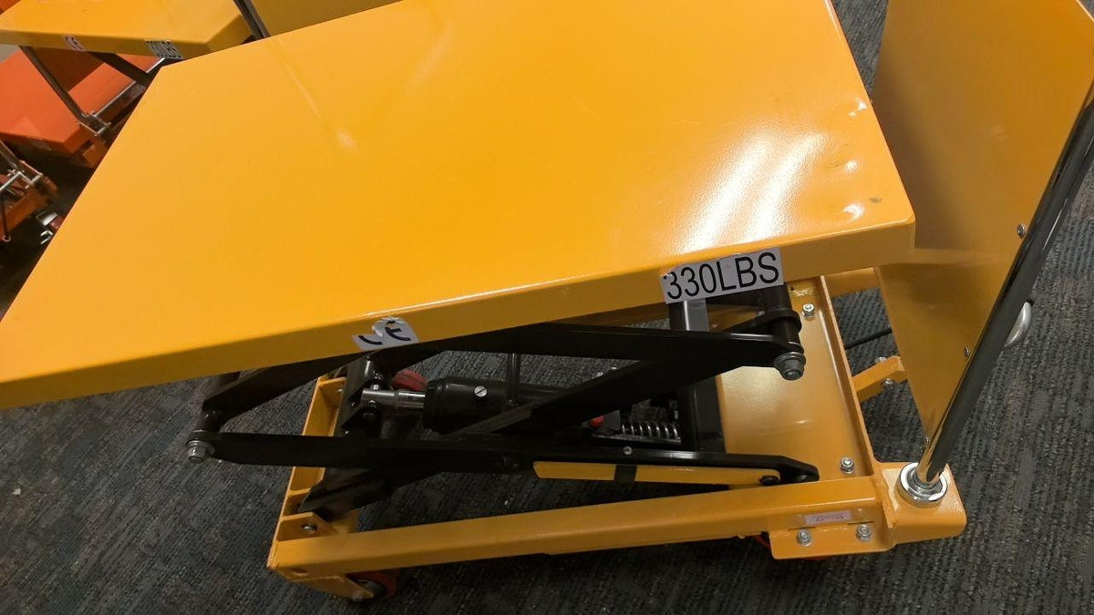 Pre-owned Premium Used SPS150E Double Scissor Lift Table 330lbs Cap, 31.4" lifting height SPS150E-320726 Only Pick-Up