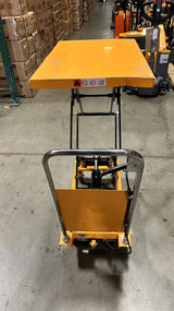 Pre-owned Aged Used SPS150E Double Scissor Lift Table 330lbs Cap, 31.4" lifting height SPS150E-240702456Only Pick-Up