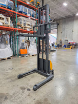 Pre-owned Premium Used CDD10B-III-118 – 3,300 lb Semi-Electric Stacker, 118" Lift, Fixed Legs & Adjustable Forks-20080326