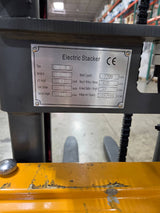 Pre-owned Regular Used CDD10B-III-63–2,200 lb Semi-Electric Stacker, 63" Lift, Fixed Legs & Adjustable Forks-20070650