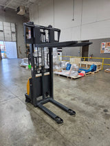Pre-owned Regular Used CDD10B-III-63–2,200 lb Semi-Electric Stacker, 63" Lift, Fixed Legs & Adjustable Forks-20070650