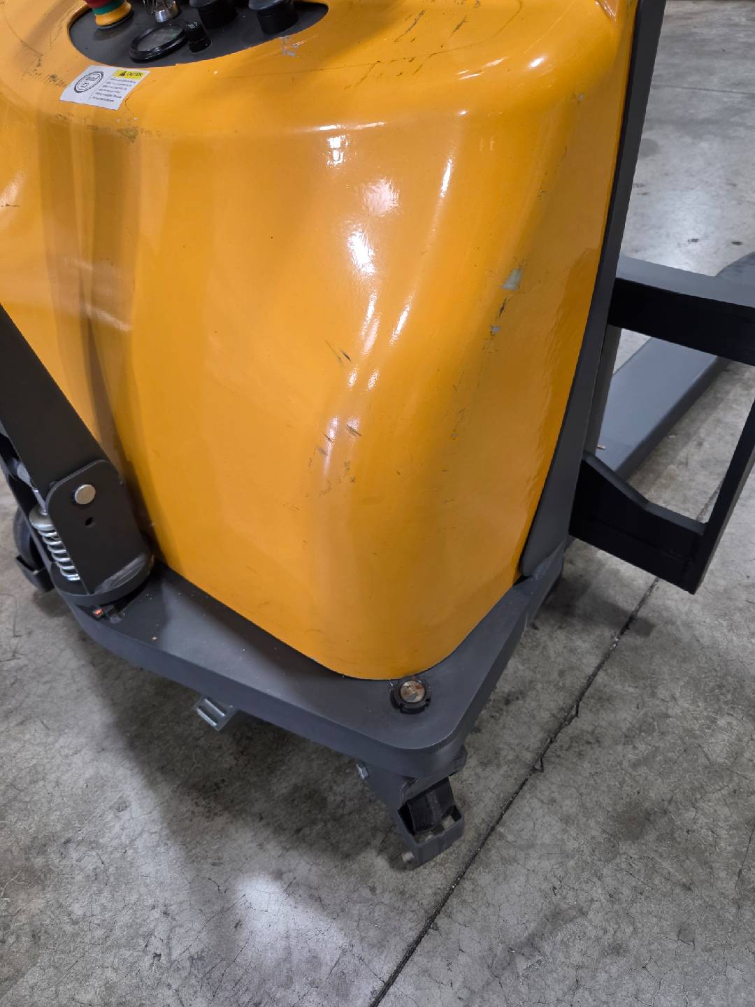 Pre-owned Regular Used CDD10B-III-63–2,200 lb Semi-Electric Stacker, 63" Lift, Fixed Legs & Adjustable Forks-20070650