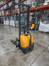 Pre-owned Regular Used CDD10B-III-63–2,200 lb Semi-Electric Stacker, 63" Lift, Fixed Legs & Adjustable Forks-20070650