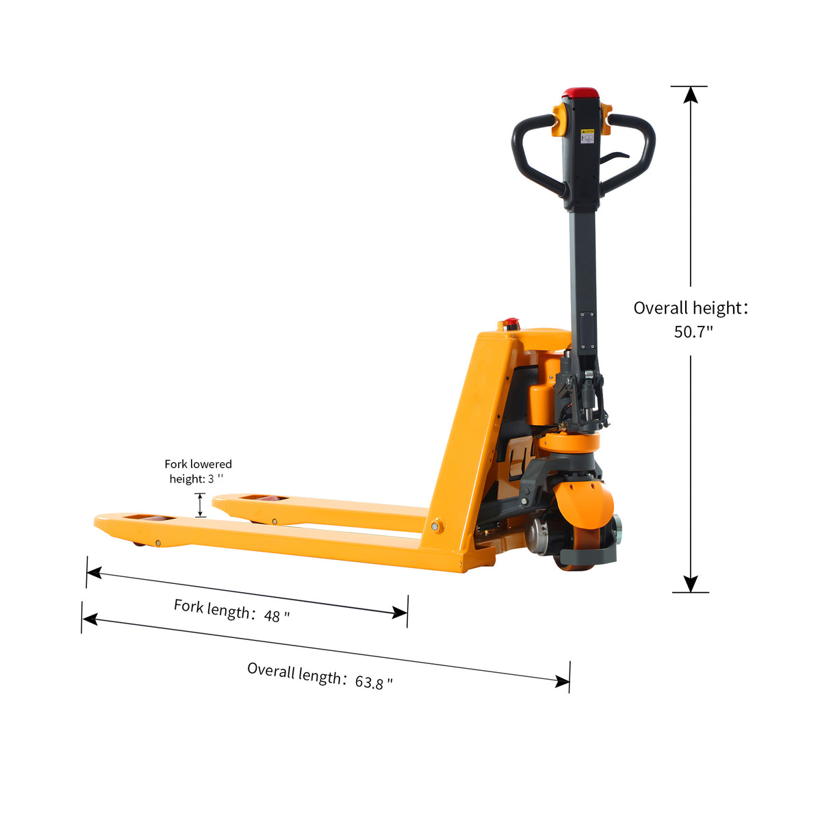 3,300 lb Electric Pallet Jack – Compact, Turtle Mode, 48" x 27" Forks | Xilin CBD15