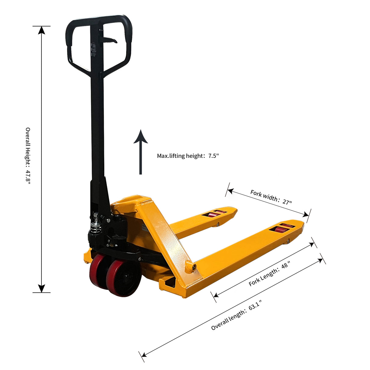 Heavy-duty  Hydraulic Pallet Jack 7700lbs Capacity 48"Lx27"W Fork | BF3500