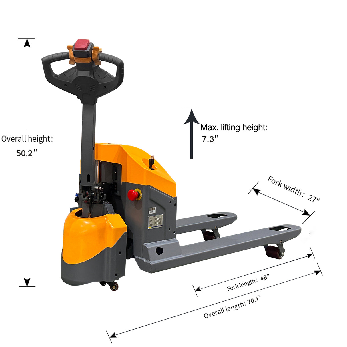 4,400 lb Electric Pallet Jack – Long Runtime, Turtle Mode, 48" x 27" Forks | Xilin CBD20WE-19BC