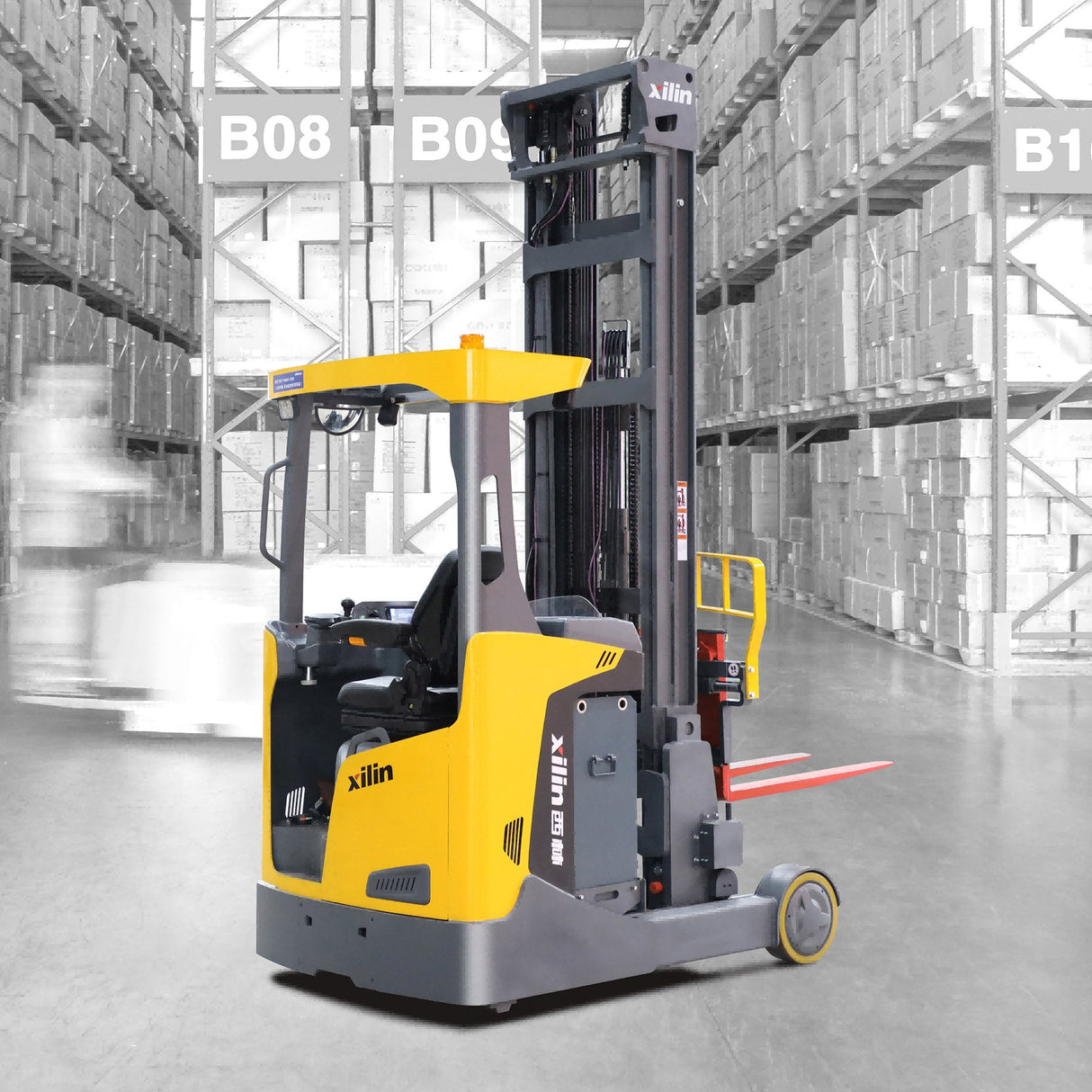 Xilin 4400lbs Capacity Electric Seated Reach Truck CQD20D - narrow aisle truck