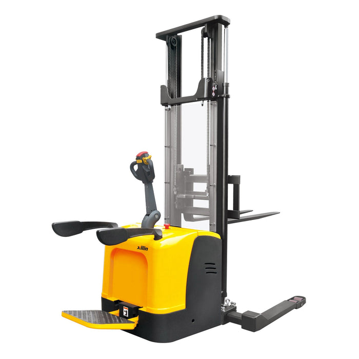 Xilin Fully Electric Rider Stacker 2200/2640/3300lbs Cap max 220’ lift Straddle Legs CTDK Series - Full Electric Stacker