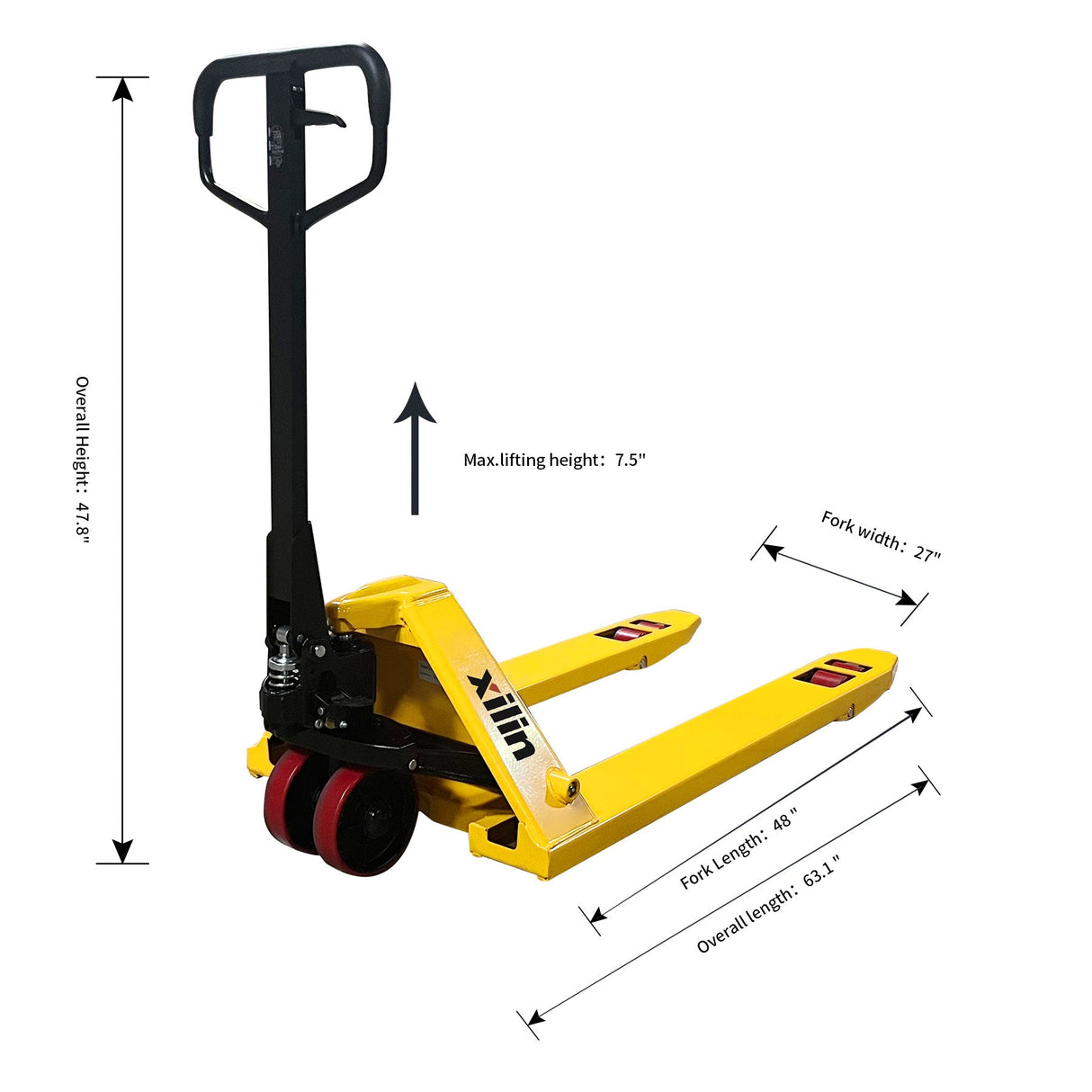 Xilin Hydraulic Pallet Jack 7700lbs Capacity 48’Lx27’W Fork BF3500 Bundle Sale - 1 pc - Hand Pallet Jack