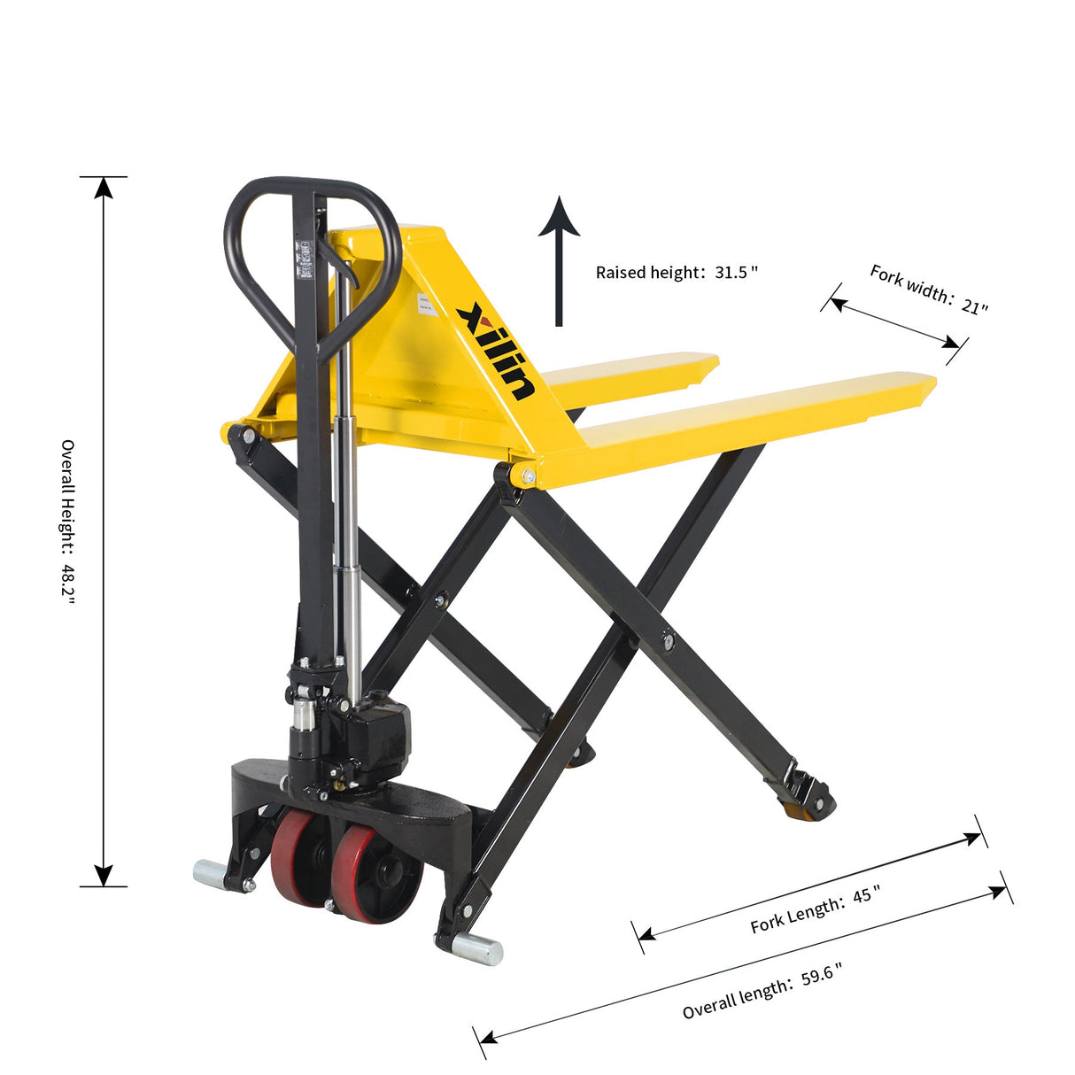 Xilin Manual High Lift 2200lbs Capacity Scissor Lift Truck JF Bundle Sale - 1 pc - Hand Pallet Jack