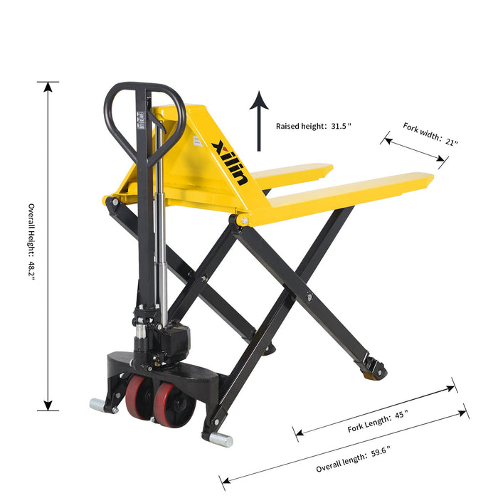 Xilin Manual High Lift 2200lbs Capacity Scissor Lift Truck JF Bundle Sale - 1 pc - Hand Pallet Jack