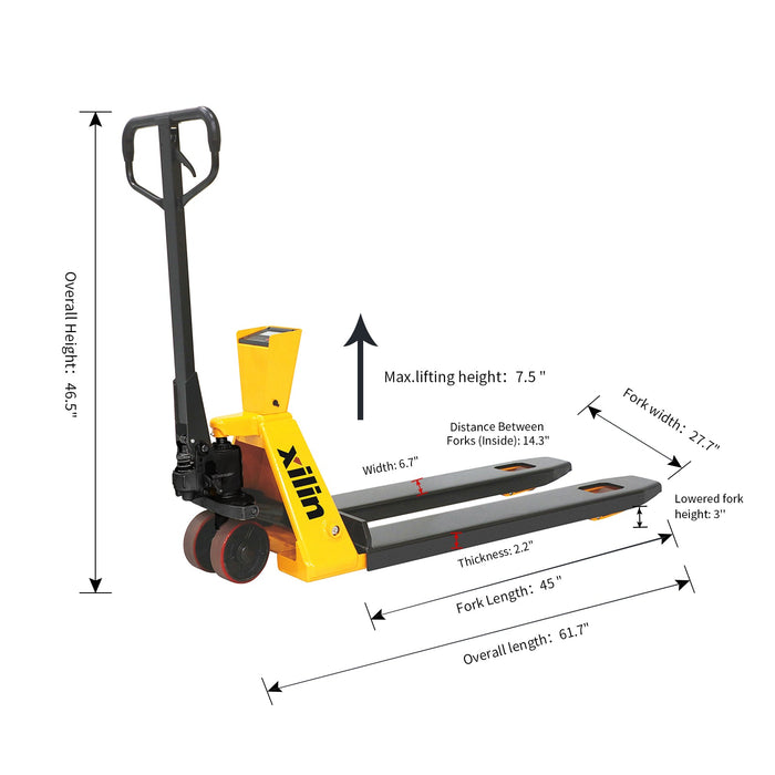 Xilin Scale Manual Pallet Jack 4400lbs Capacity BFC6-7E