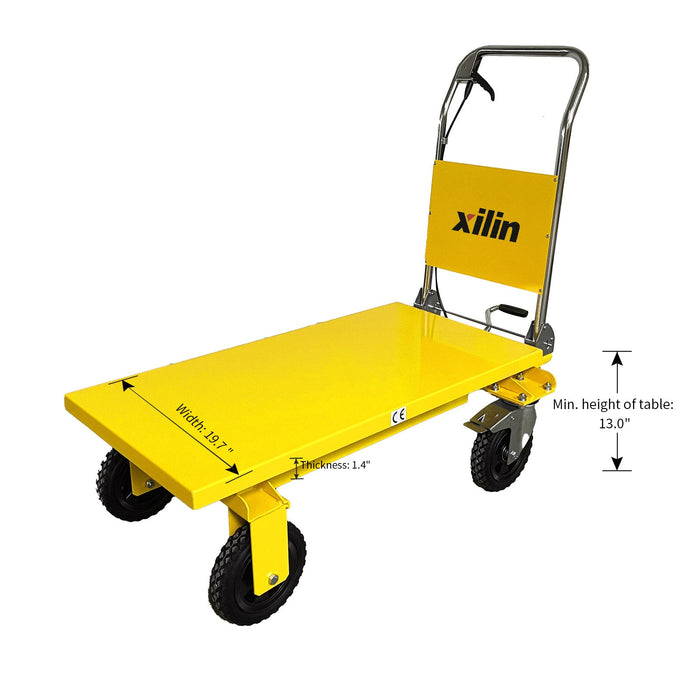 Xilin Scissor Lift Table Big Wheel Rough Ground 440lbs Cap 39.4’ Max Lifting SP200 - Single Scissor