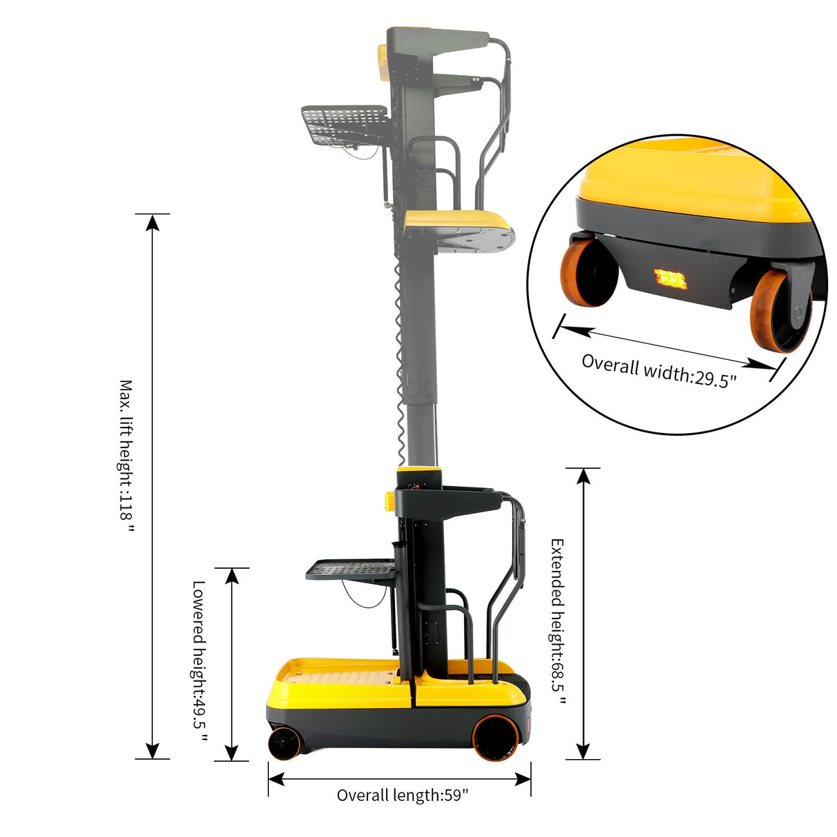 Xilin Work Assist Vchicle 197” Fully Electric Mini Order Picker 330lbs OPSM - Order Picker