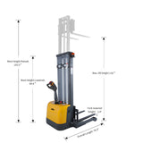 3300lbs 130” Fully Lithium Electric Straddle Pallet Walkie Stacker Adj Forks CTD15R-EN-130